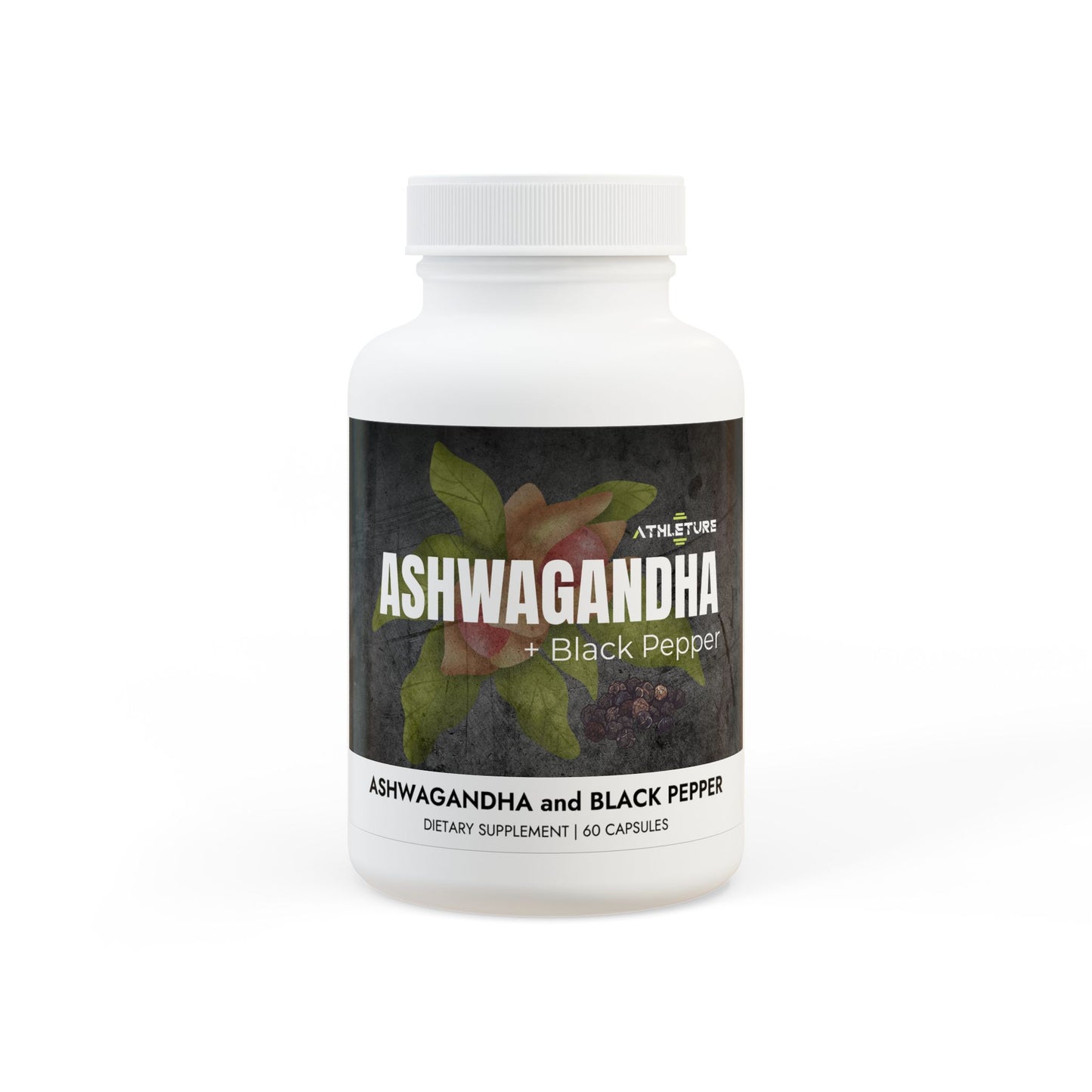 Ashwagandha + Black Pepper Capsules – Stress Support & Vitality (60 Count)
