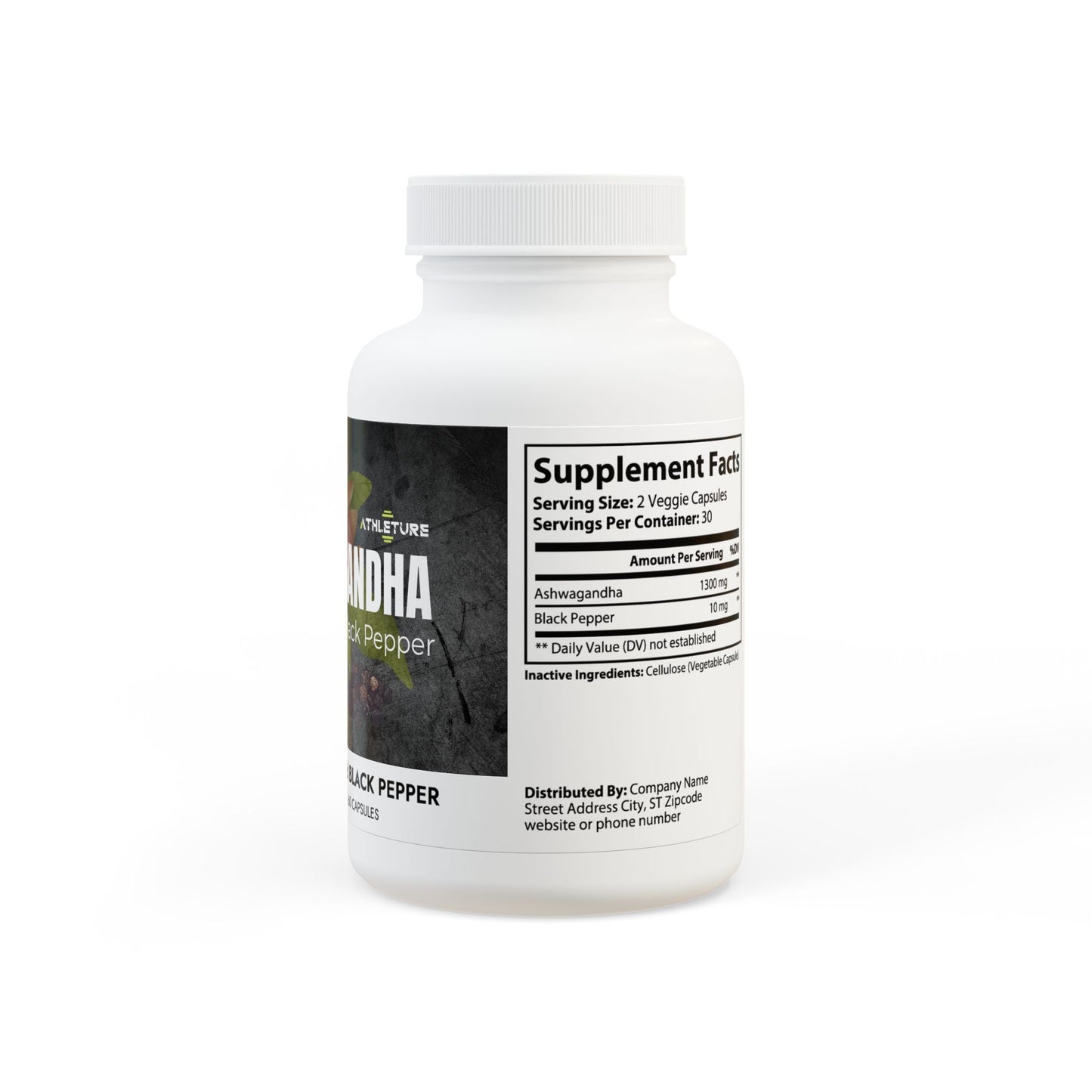 Ashwagandha + Black Pepper Capsules – Stress Support & Vitality (60 Count)