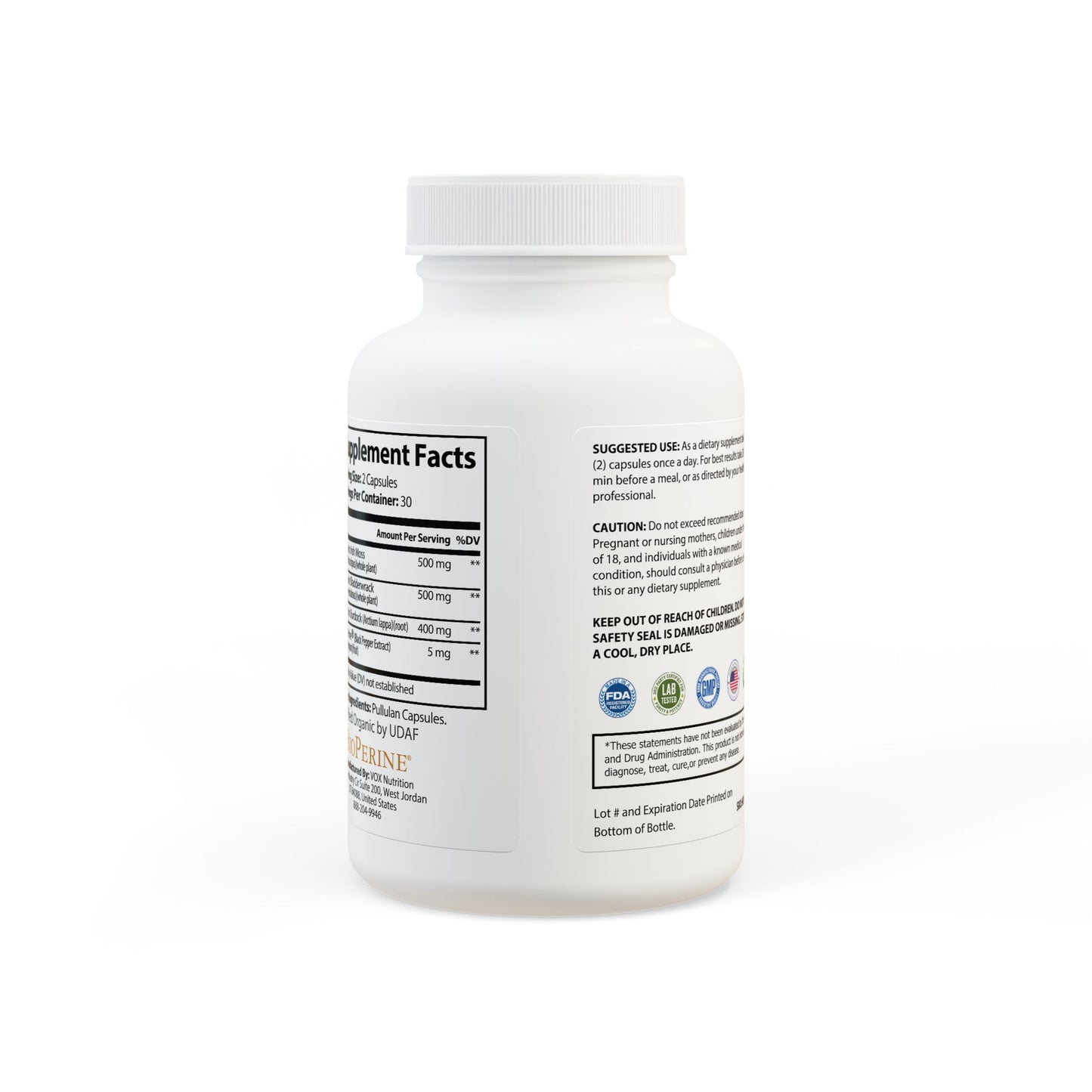 Sea Moss Supplement – Organic Irish Moss + Bladderwrack & Burdock (60 Vegan Capsules)